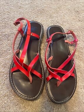 Sonoma Red Strappy Leather Sandals